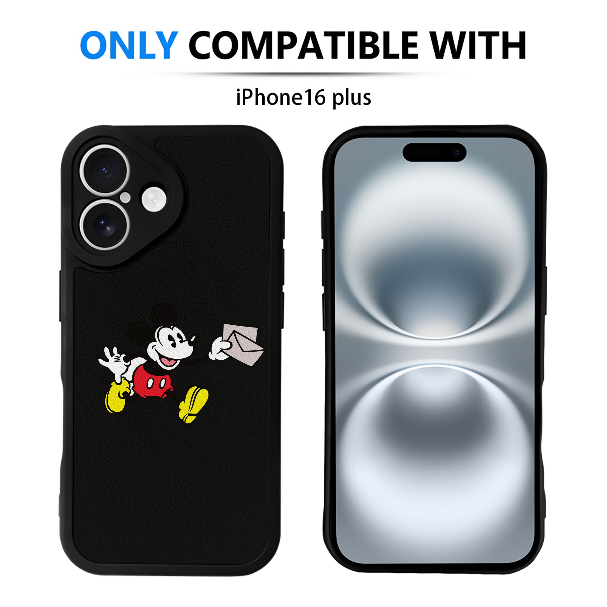 （画像用） ミッキーマウス Mickey Mouse 【iPhone 16シリーズ対応】シリコンスマホケース（レザー調） 材質：シリコン